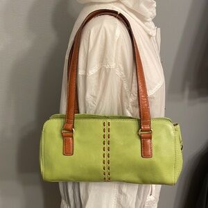 Vintage Fossil chartreuse, Leather Shoulder Bag